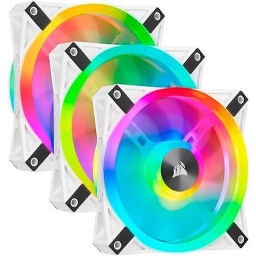 CORSAIR QL Series, WHITE QL120 RGB, 120mm RGB LED Fan, Triple Pack with Lighting Node CORE