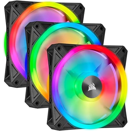 CORSAIR QL Series, QL120 RGB, 120mm RGB LED Fan, Triple Pack with Lighting Node CORE