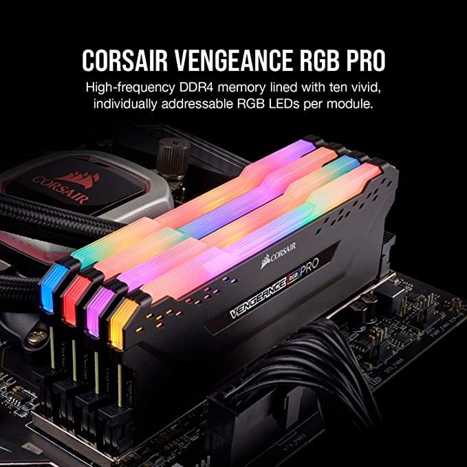 CORSAIR VENGEANCE RGB PRO BLACK DDR4 RAM 16GB (2x8GB) 3200MHz