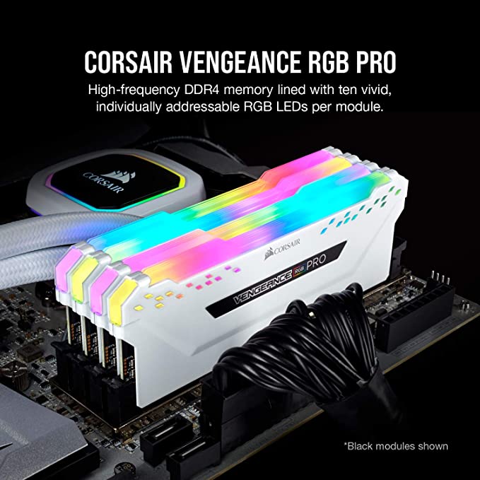 CORSAIR VENGEANCE RGB PRO WHITE DDR4 RAM 32GB (2x16GB) 3200MHz