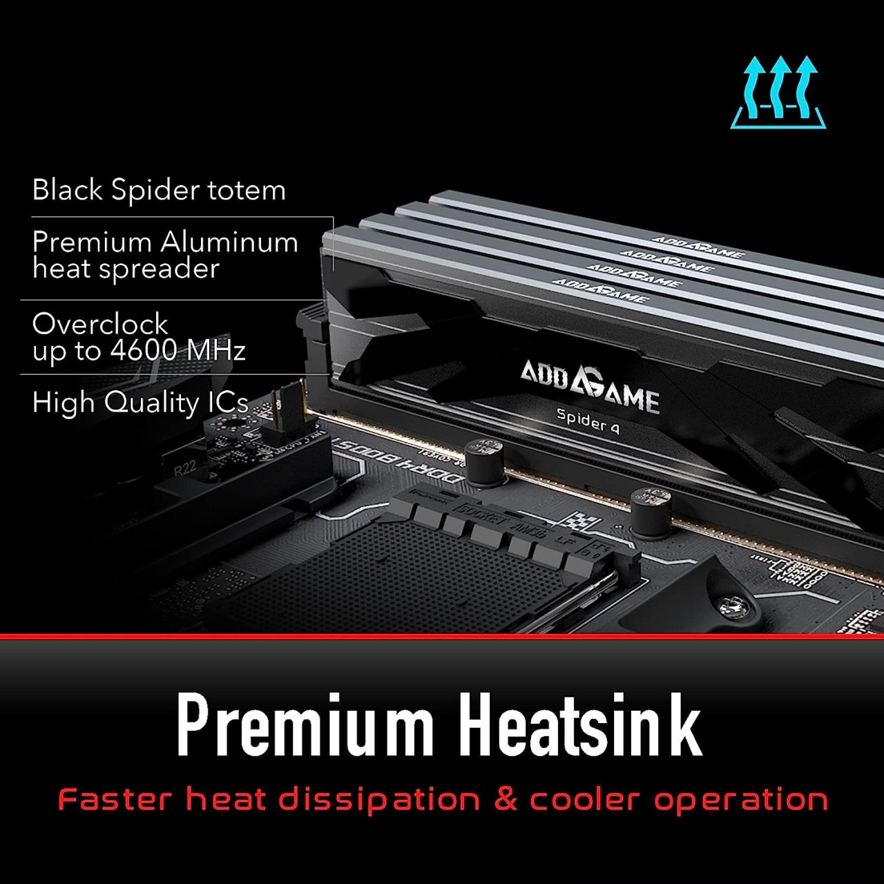 Addlink AddGame Spider 4 8GB (8GBx1) Gaming DDR4 3200MHz with Heatsink