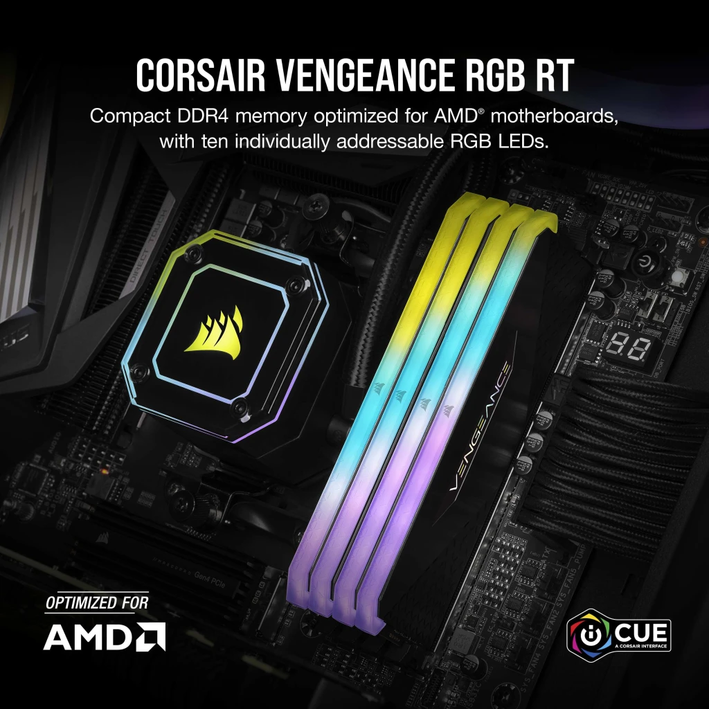  CORSAIR VENGEANCE RGB RT BLACK DDR4 RAM 32GB (2x16GB) 3200MHz