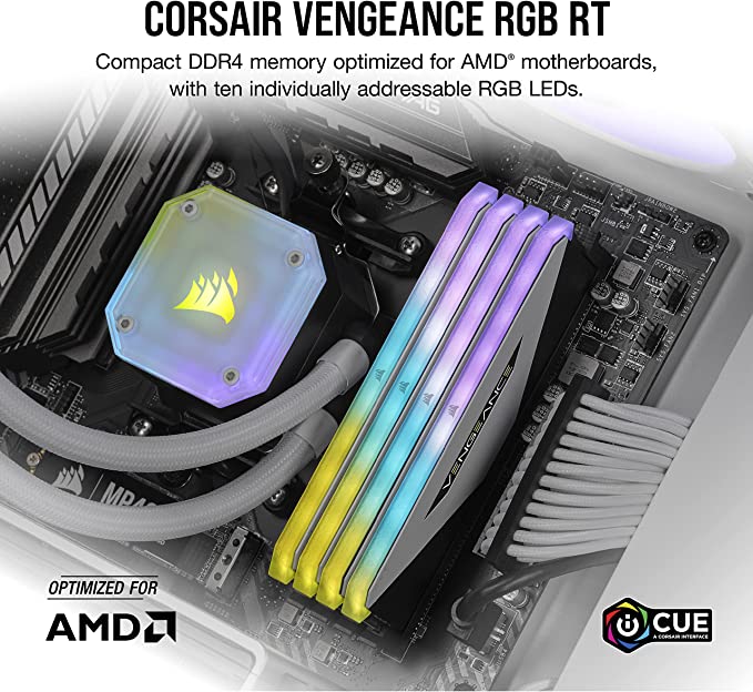 CORSAIR VENGEANCE RGB RT WHITE DDR4 RAM 16GB (2x8GB) 3200MHz