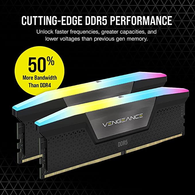 CORSAIR VENGEANCE RGB DDR5 RAM 64GB (2x32GB) 6000MHz