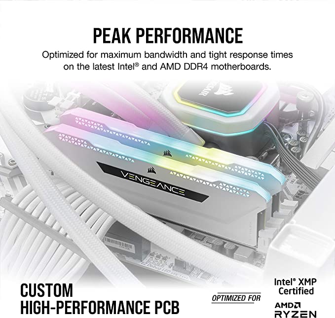 CORSAIR VENGEANCE RGB PRO SL WHITE DDR4 RAM 16GB (2x8GB) 3200MHz