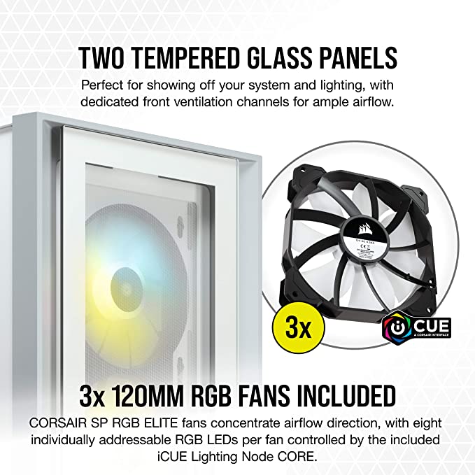 Corsair iCUE 4000X RGB Tempered Glass — White